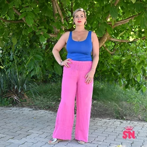 Pink színű, bővebb szabású len nadrág
