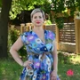 Kép 2/2 - Átlapolt dekoltázsú ,A-vonalú, mintás pamutvászon ruha