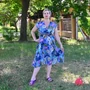 Kép 1/2 - Átlapolt dekoltázsú ,A-vonalú, mintás pamutvászon ruha