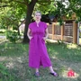 Kép 1/2 - V-kivágású, ujjatlan len ruha